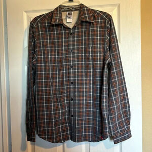 The North Face men’s blue plaid long sleeve button down shirt size small